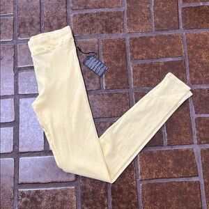 NWT Forever 21 Pistachio Yellow High Rise Ribbed Cotton Legging